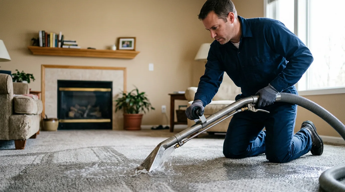 Water damage restoration technician working near Covington, VA